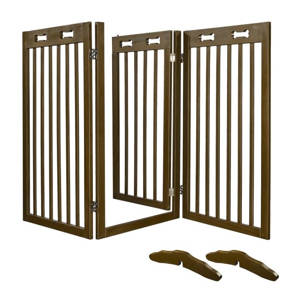 Yescom 3-Panel Folding Wood Pet Gate Crate Baby Barrier 60x36in Sale