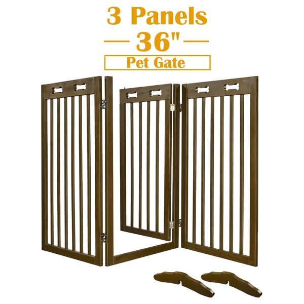 Yescom 3-Panel Folding Wood Pet Gate Crate Baby Barrier 60x36in Sale - Image 2