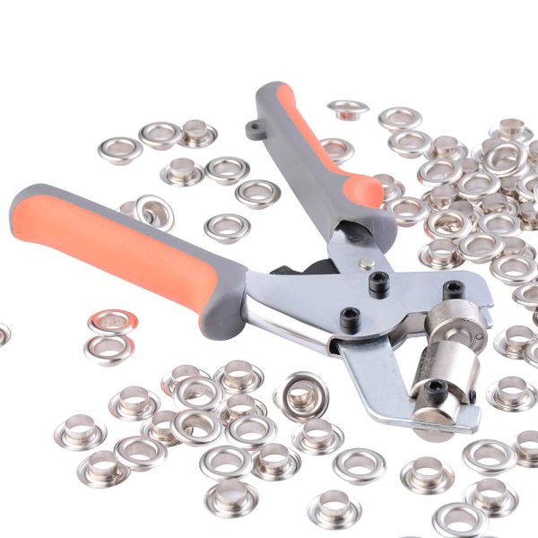 Yescom 10mm Portable Eyelet Grommet Plier Punch Tool & 500 Grommets Online now