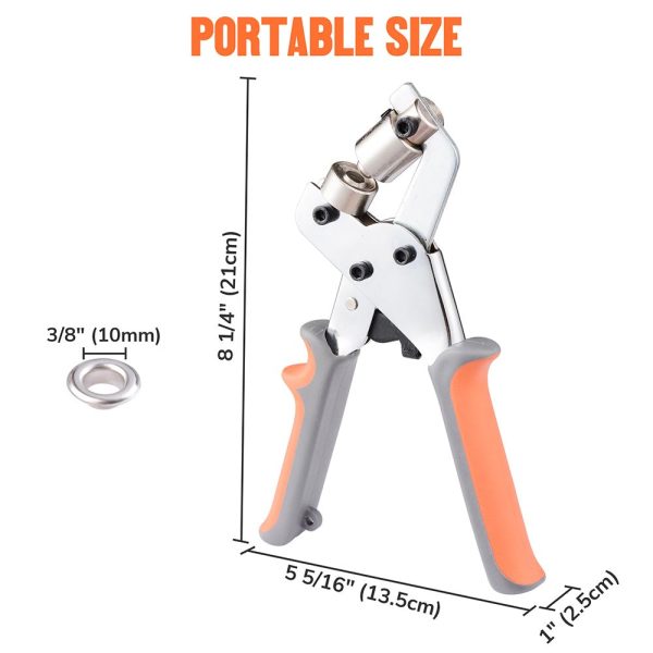 Yescom 10mm Portable Eyelet Grommet Plier Punch Tool & 500 Grommets Online now - Image 2