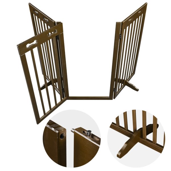 Yescom 3-Panel Folding Wood Pet Gate Crate Baby Barrier 60x36in Sale - Image 5