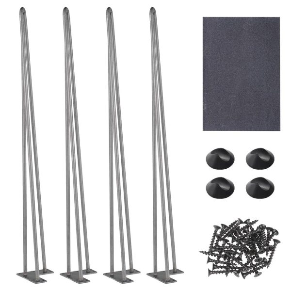 Yescom Hairpin Legs Metal 34 Inch w  Feet Set of 4, Raw Steel Discount