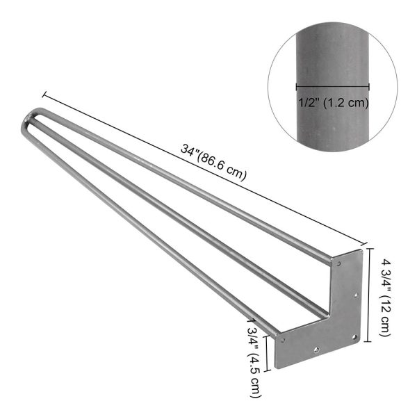Yescom Hairpin Legs Metal 34 Inch w  Feet Set of 4, Raw Steel Discount - Image 5