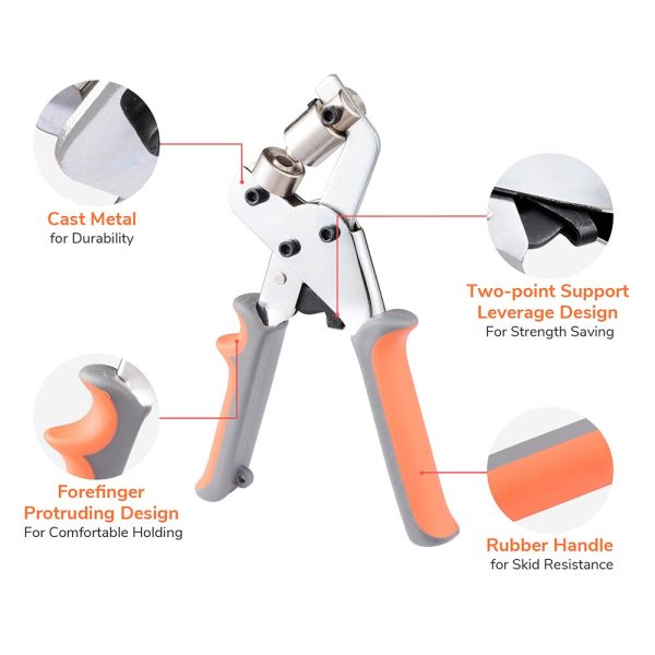 Yescom 10mm Portable Eyelet Grommet Plier Punch Tool & 500 Grommets Online now - Image 4